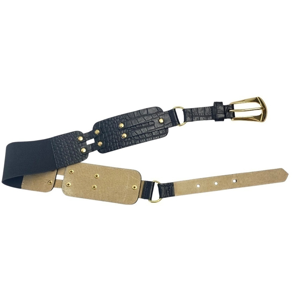 BCBGMaxAzria Wide Statement Belt in Black and Gold Size S
